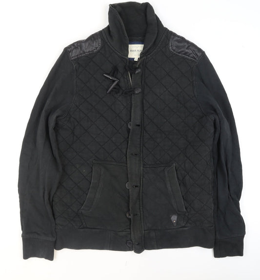 Mens UK Size M River Island Black Quilted Coat