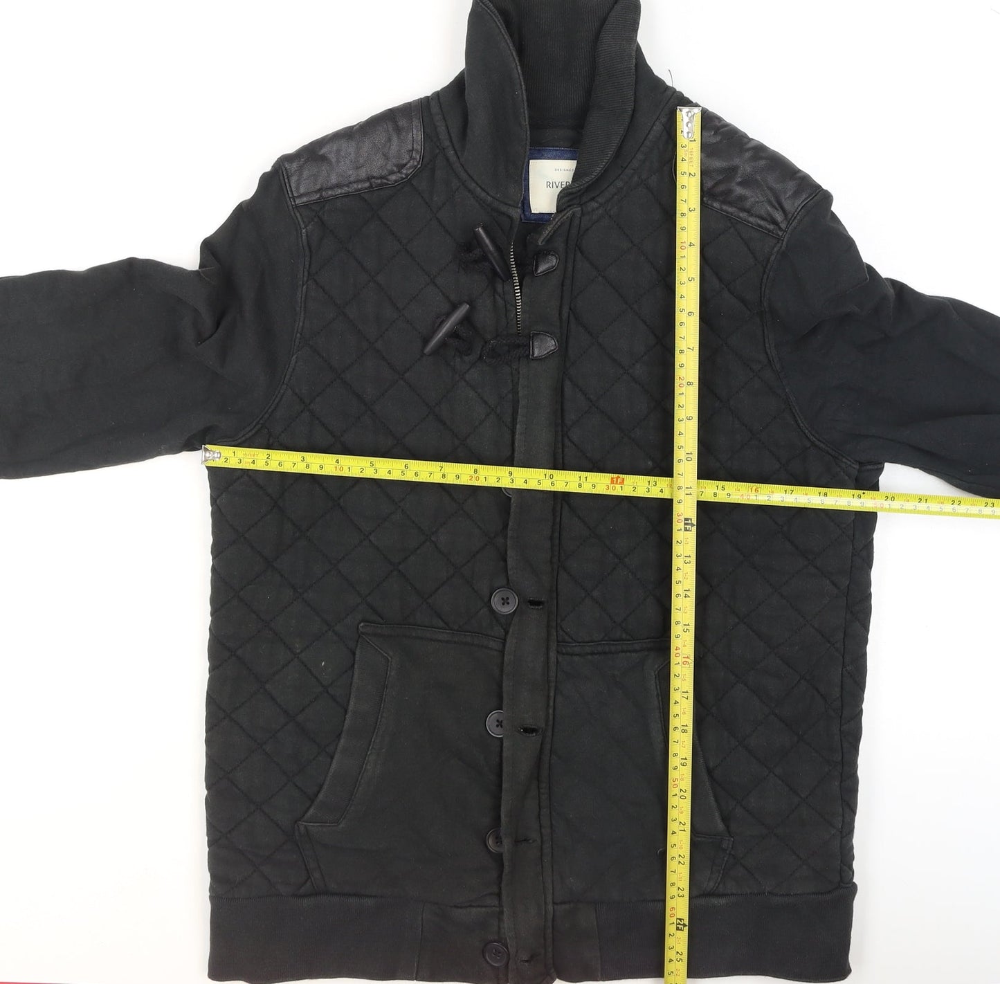 Mens UK Size M River Island Black Quilted Coat