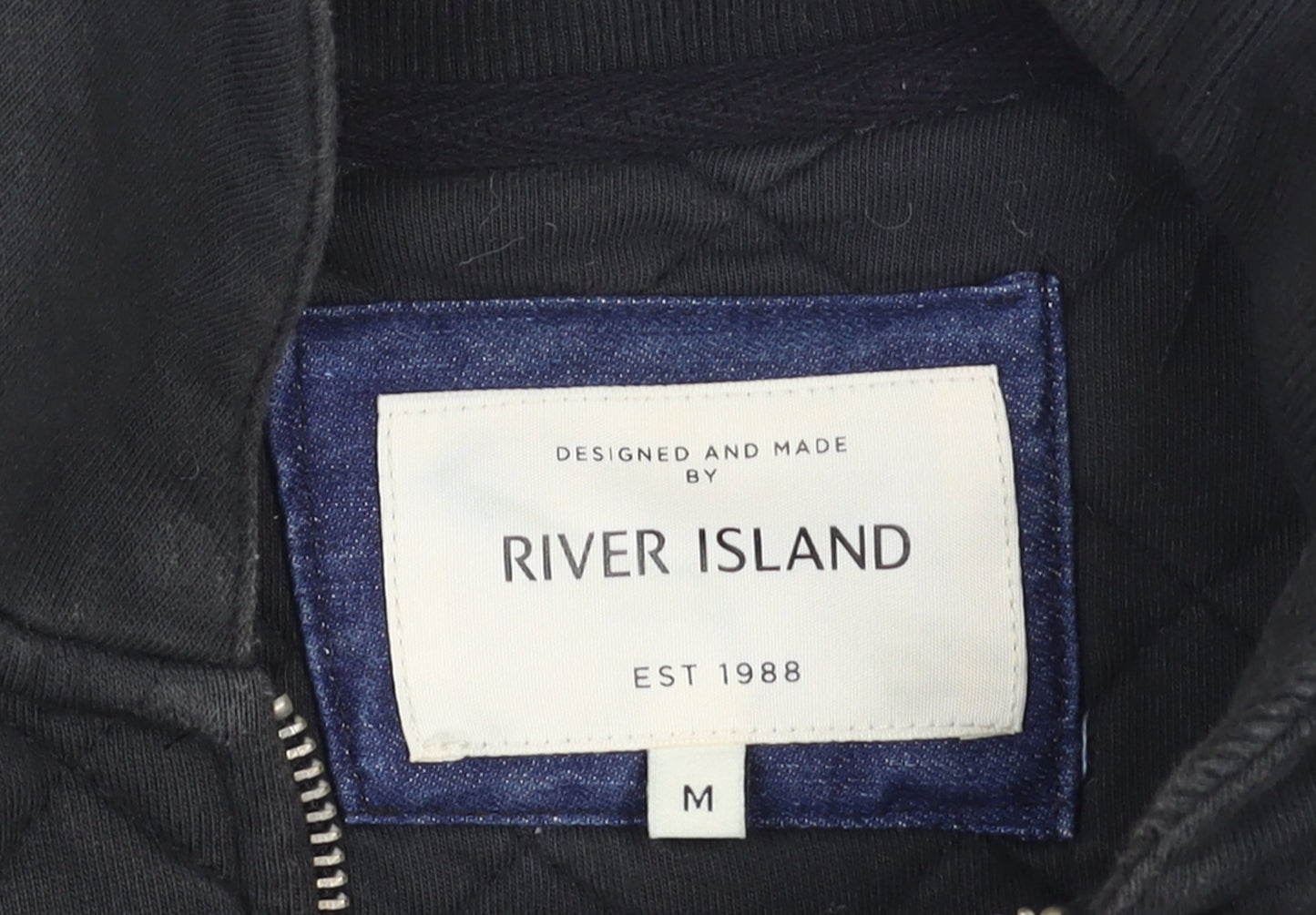 Mens UK Size M River Island Black Quilted Coat
