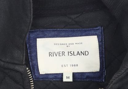 Mens UK Size M River Island Black Quilted Coat
