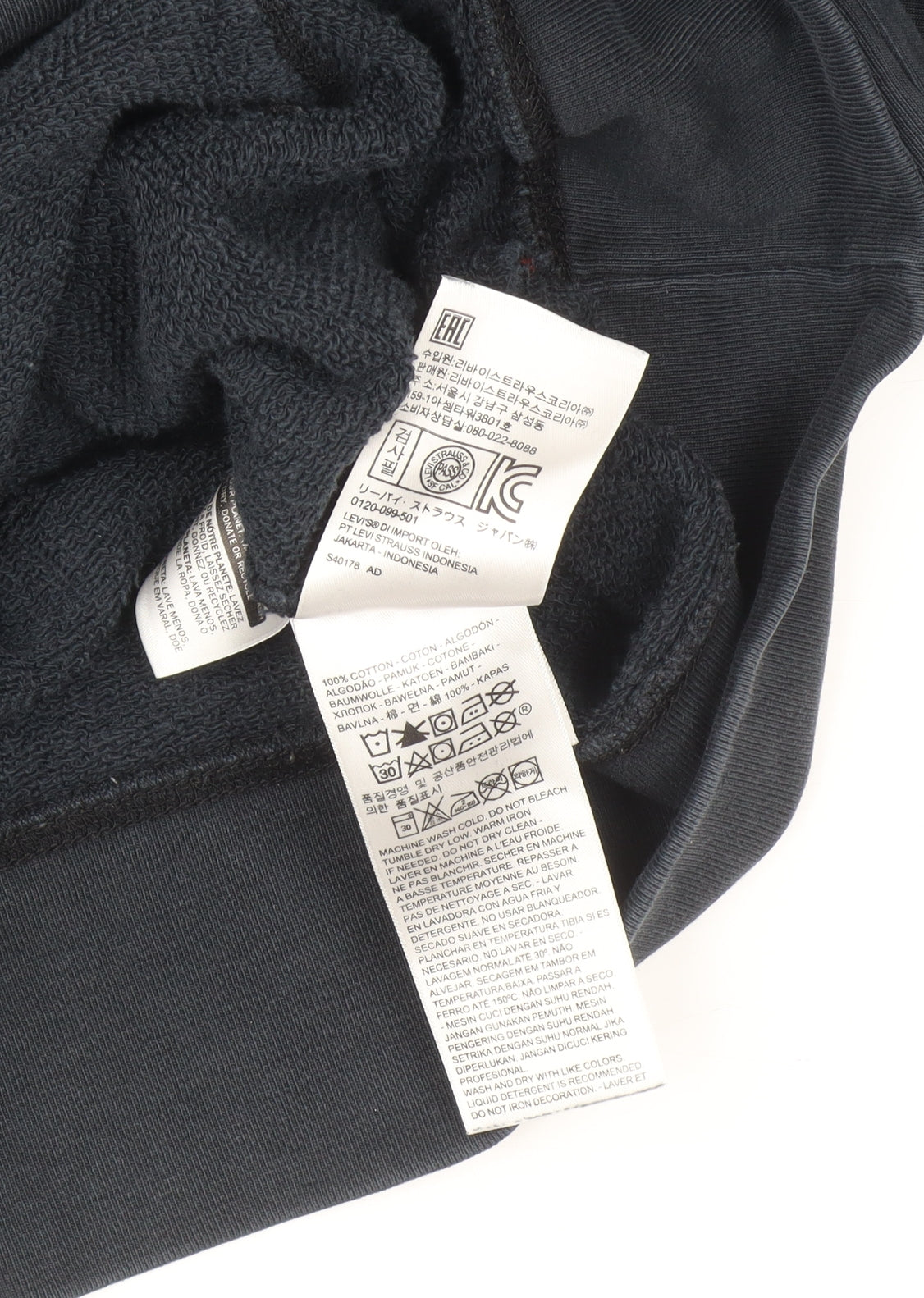 Mens UK Size L Levi's Black Pullover Hoodie