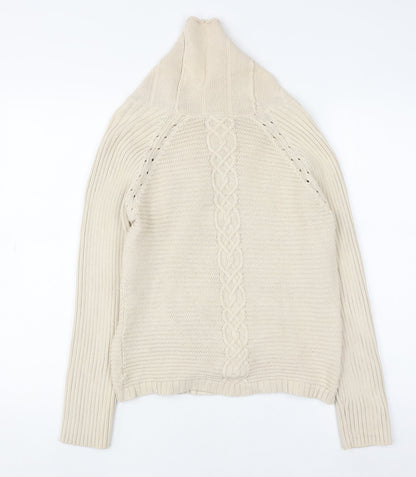 Jasper Conran Jeans Women’s Ivory Knit High Neck Cardigan Size 10