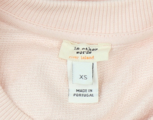 Womens UK Size XS River Island Pink Pullover Sweatshirt