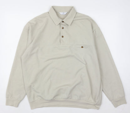 Mens UK Size L Essentials Beige Henley Sweatshirt