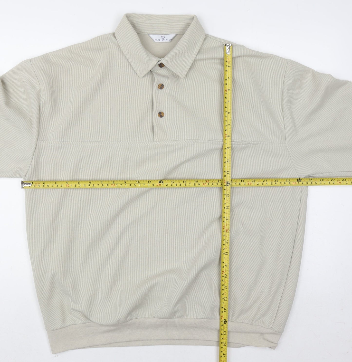 Mens UK Size L Essentials Beige Henley Sweatshirt