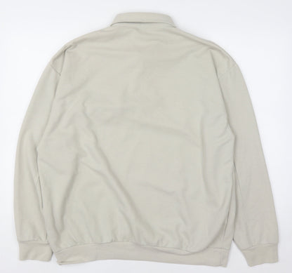 Mens UK Size L Essentials Beige Henley Sweatshirt