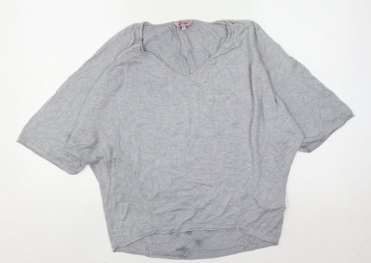 Phase Eight Women’s Grey Knit V-Neck Tunic Blouse Size M