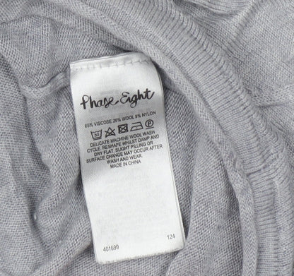 Phase Eight Women’s Grey Knit V-Neck Tunic Blouse Size M