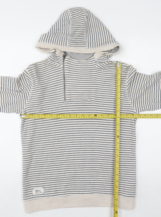 J Jeans Boys Beige Stripe 11-12 Years Cotton Pullover Hoodie