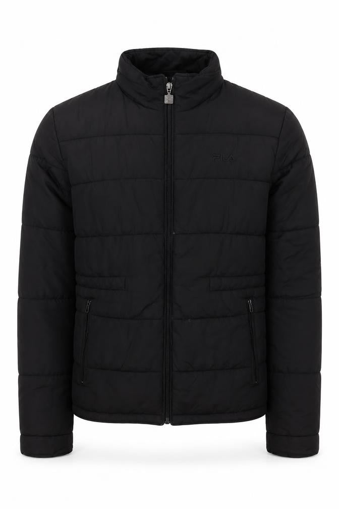 Fila Mens Black Puffer Jacket M Lightweight Quilted Zip Coat