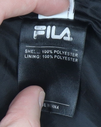 Fila Mens Black Puffer Jacket M Lightweight Quilted Zip Coat