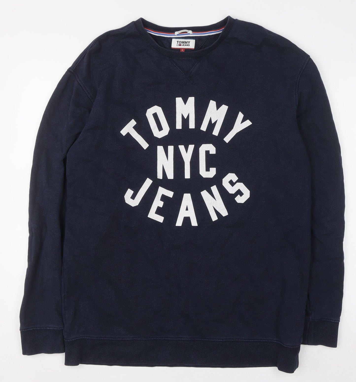 Mens UK Size L Tommy Jeans Blue Pullover Sweatshirt