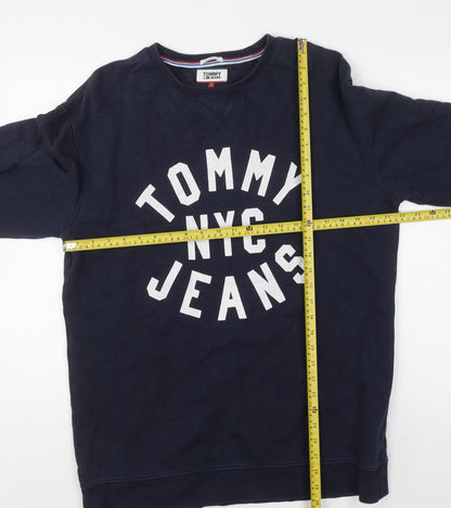 Mens UK Size L Tommy Jeans Blue Pullover Sweatshirt