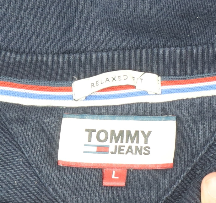 Mens UK Size L Tommy Jeans Blue Pullover Sweatshirt