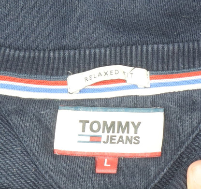Mens UK Size L Tommy Jeans Blue Pullover Sweatshirt