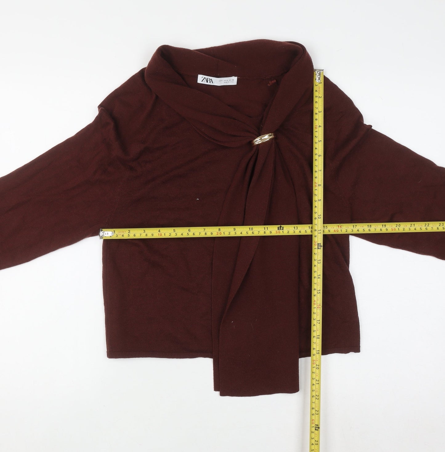 Womens UK Size S Zara Brown Wrap Blouse