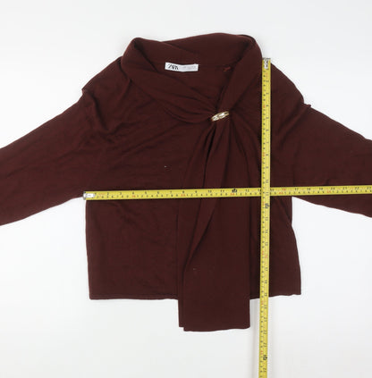 Womens UK Size S Zara Brown Wrap Blouse