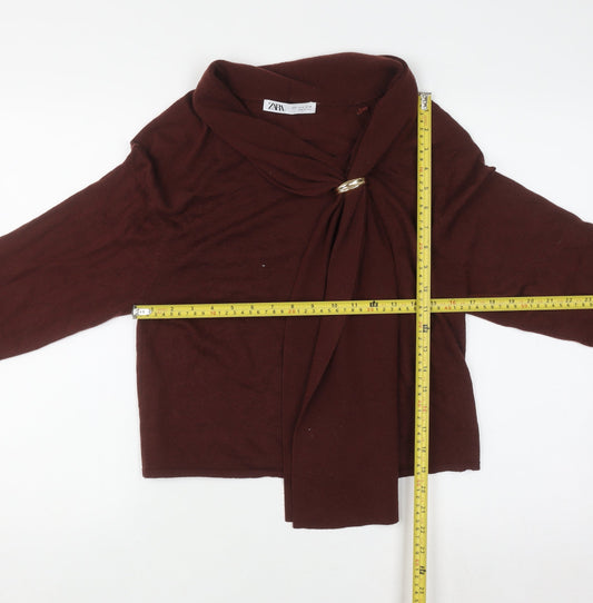 Womens UK Size S Zara Brown Wrap Blouse