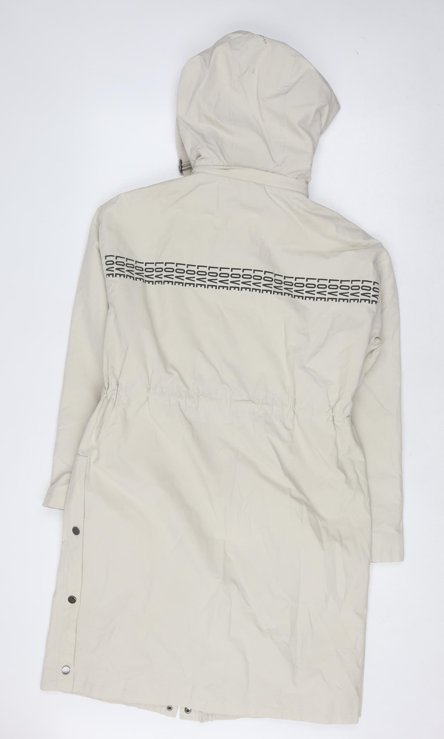 Mint Velvet Women Beige Long Parka Coat Hooded Size S