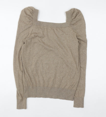Boden Women Beige Puff Sleeve Square Neck Jumper UK 8