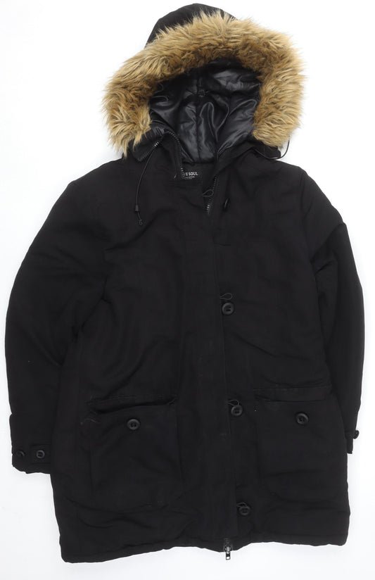 Mens UK Size XL Brave Soul Black Parka Coat