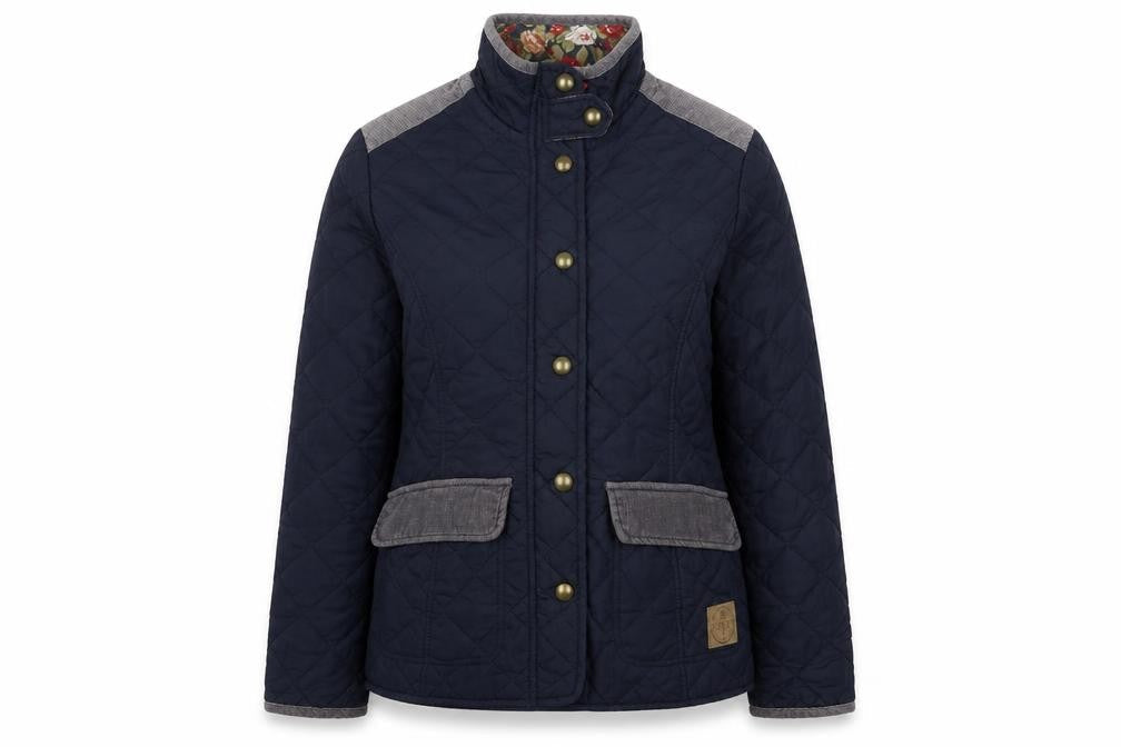 Harvey & Jones Women's Blue Quilted Mid-Length Jacket Size 10