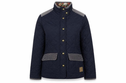 Harvey & Jones Women's Blue Quilted Mid-Length Jacket Size 10