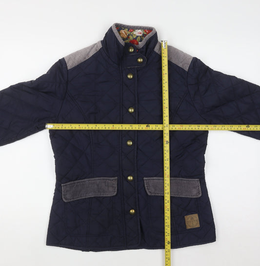 Harvey & Jones Women's Blue Quilted Mid-Length Jacket Size 10
