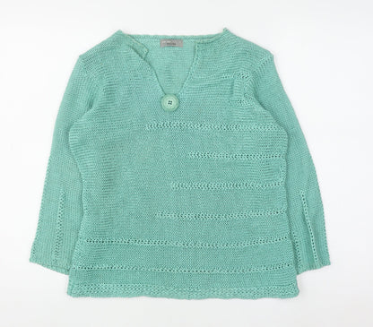 Marks and Spencer Per Una Women's Green V-Neck Knit Jumper Size M