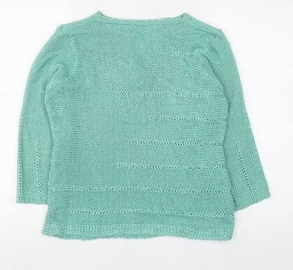 Marks and Spencer Per Una Women's Green V-Neck Knit Jumper Size M