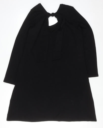 Very Women Black Size 16 Long Sleeve Rhinestone Shift Dress