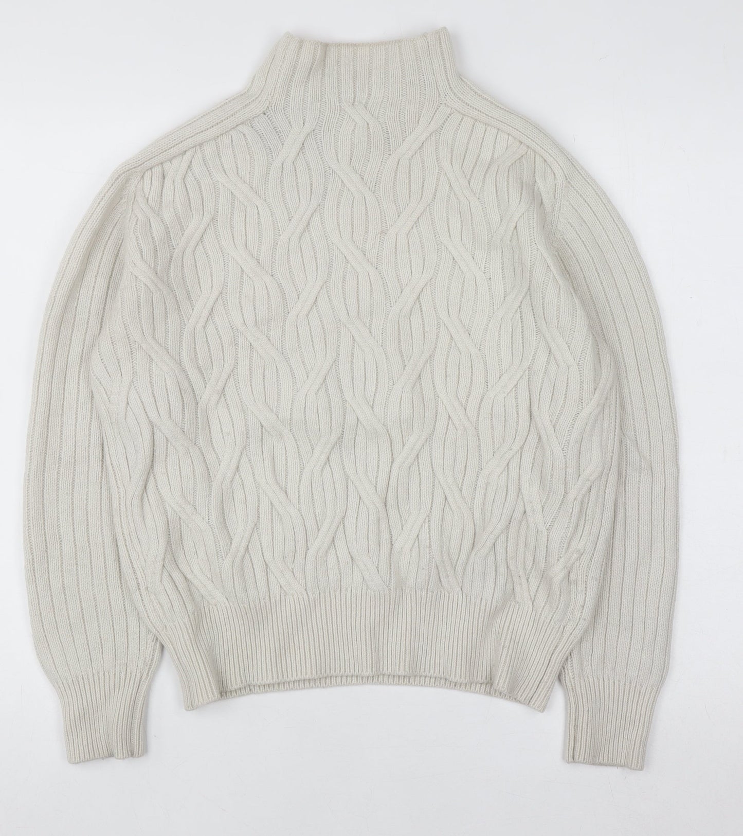 Linea Women’s Ivory Cable Knit Mock Neck Jumper Size 10