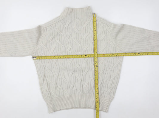 Linea Women’s Ivory Cable Knit Mock Neck Jumper Size 10