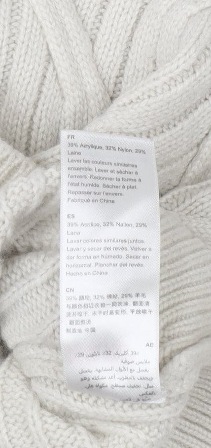 Linea Women’s Ivory Cable Knit Mock Neck Jumper Size 10