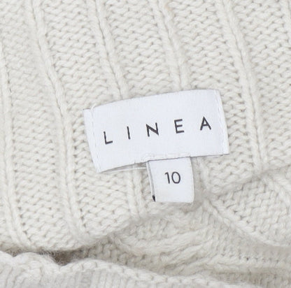 Linea Women’s Ivory Cable Knit Mock Neck Jumper Size 10