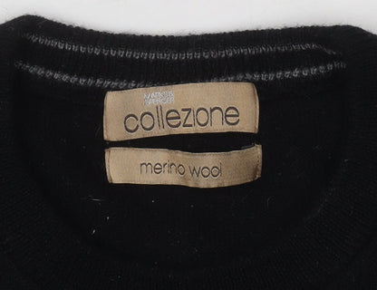 Marks and Spencer Men’s Black Merino Wool Crew Neck Jumper Size S
