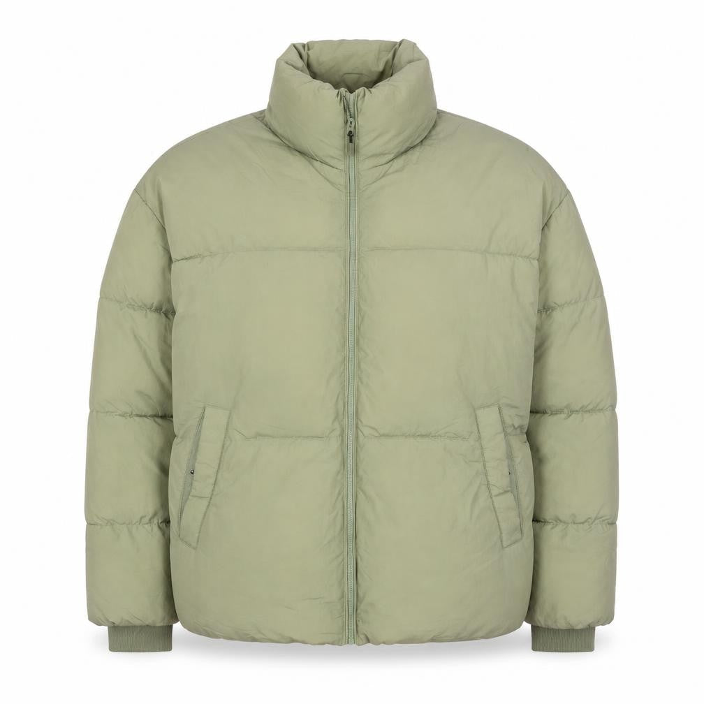 Bershka Women's Green Puffer Jacket L Winter Collection