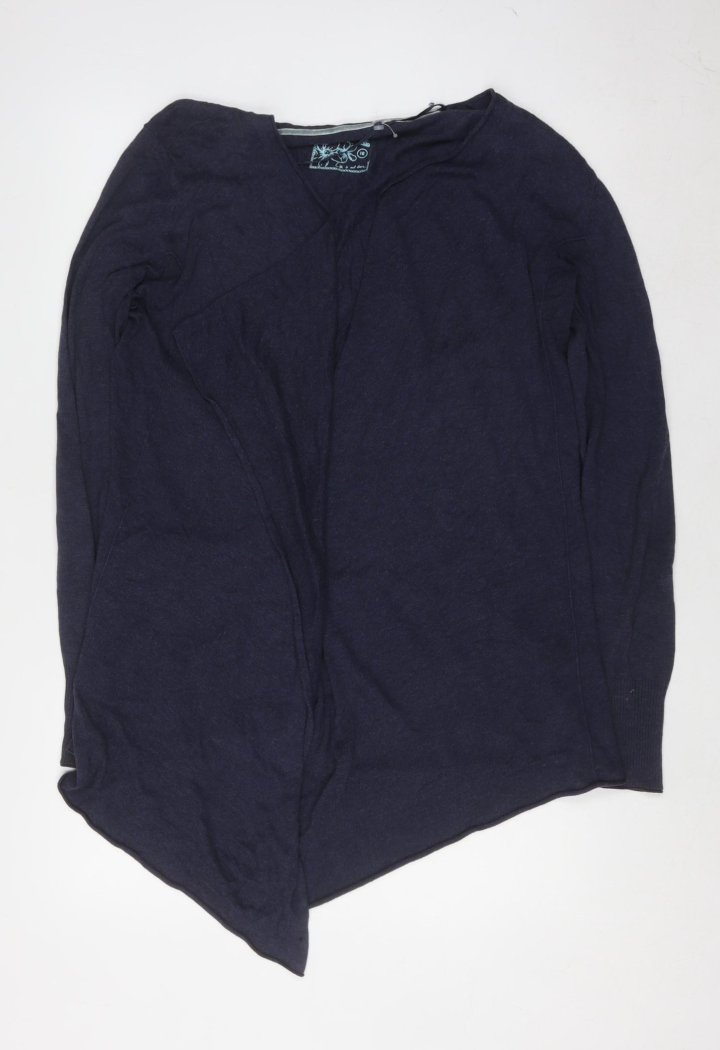 Womens UK Size 16 Fat Face Blue Cardigan Jumper