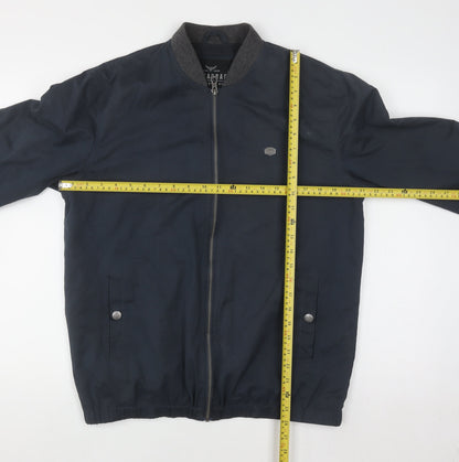 Threadbare Men's Navy Bomber Jacket Size M Polyester Cotton Lined