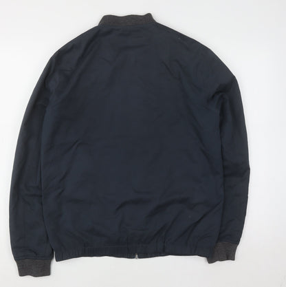 Threadbare Men's Navy Bomber Jacket Size M Polyester Cotton Lined
