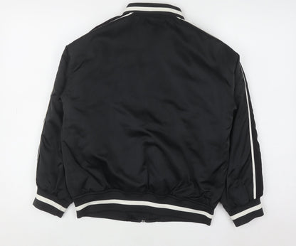 Marks and Spencer Boys Black Bomber Jacket 10-11 Years Racing Embroidered
