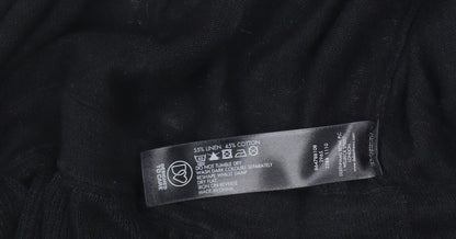 Betty Jackson Black Women Black Linen Blend Short Sleeve Shrug Size 16