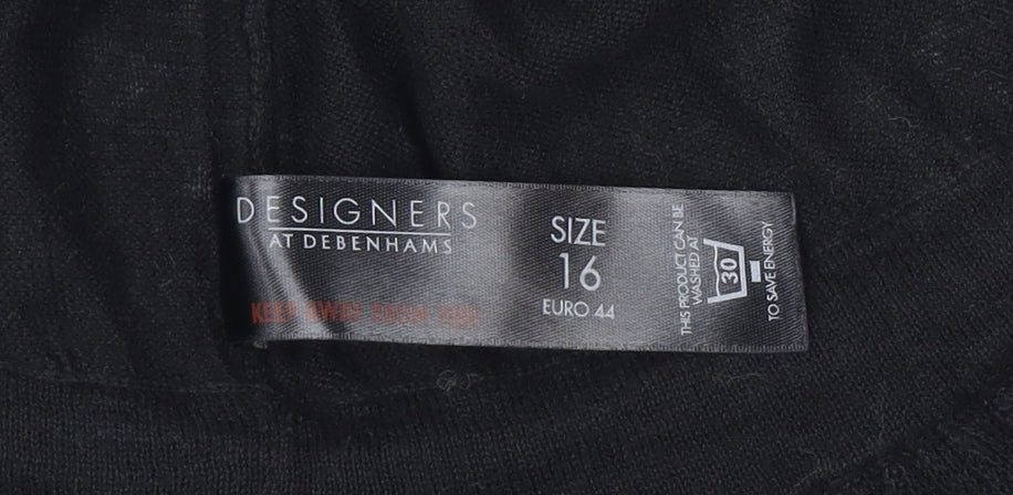 Betty Jackson Black Women Black Linen Blend Short Sleeve Shrug Size 16