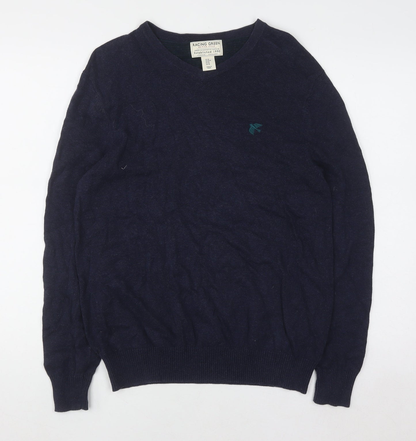 Mens UK Size M Racing Green Blue Pullover Jumper