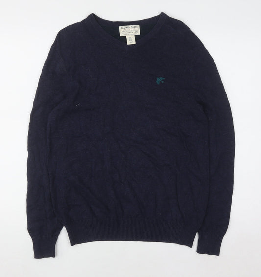 Mens UK Size M Racing Green Blue Pullover Jumper