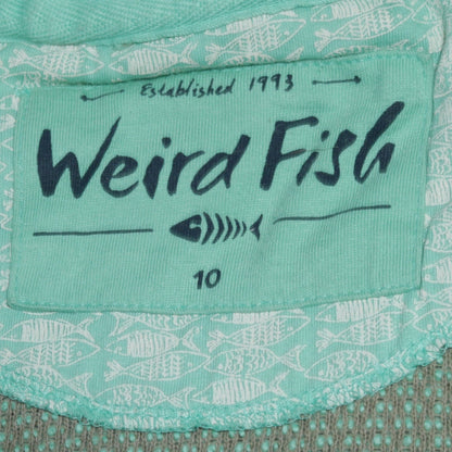 Womens UK Size 10 Weird Fish Green Full Zip Hoodie