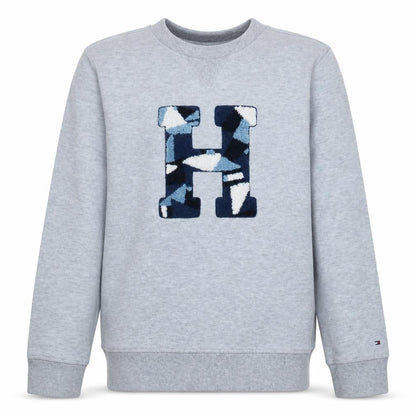 Tommy Hilfiger Boys Grey Pullover Sweatshirt Size 164 Crew Neck Logo