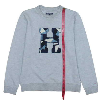 Tommy Hilfiger Boys Grey Pullover Sweatshirt Size 164 Crew Neck Logo