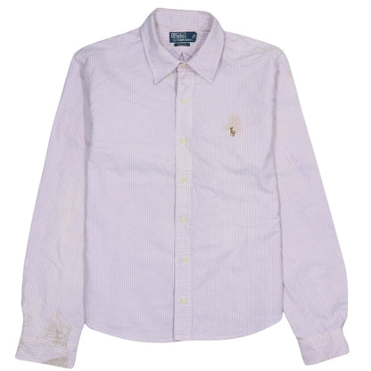 Ralph Lauren Men's Pink Slim Fit Striped Cotton Button-Up Shirt - M