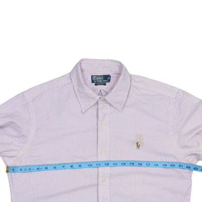 Ralph Lauren Men's Pink Slim Fit Striped Cotton Button-Up Shirt - M